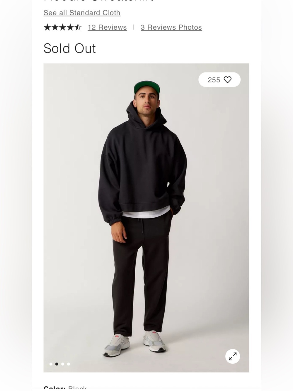 Standard Cloth Black Boxy Oversized Hoodie